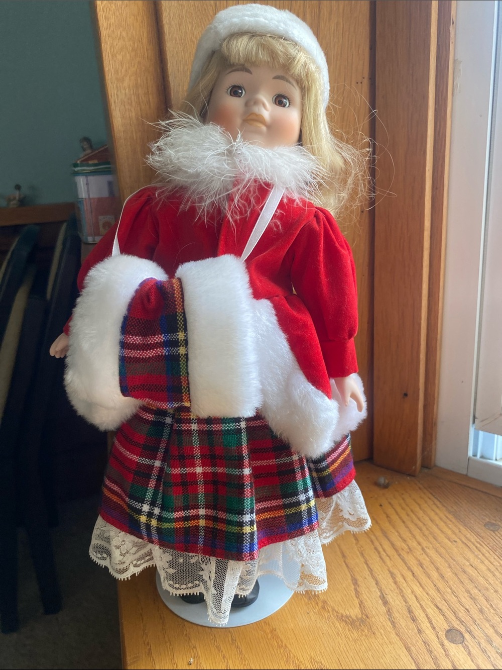 Red Holiday Doll in Plaid Dress - Brand Unspecified